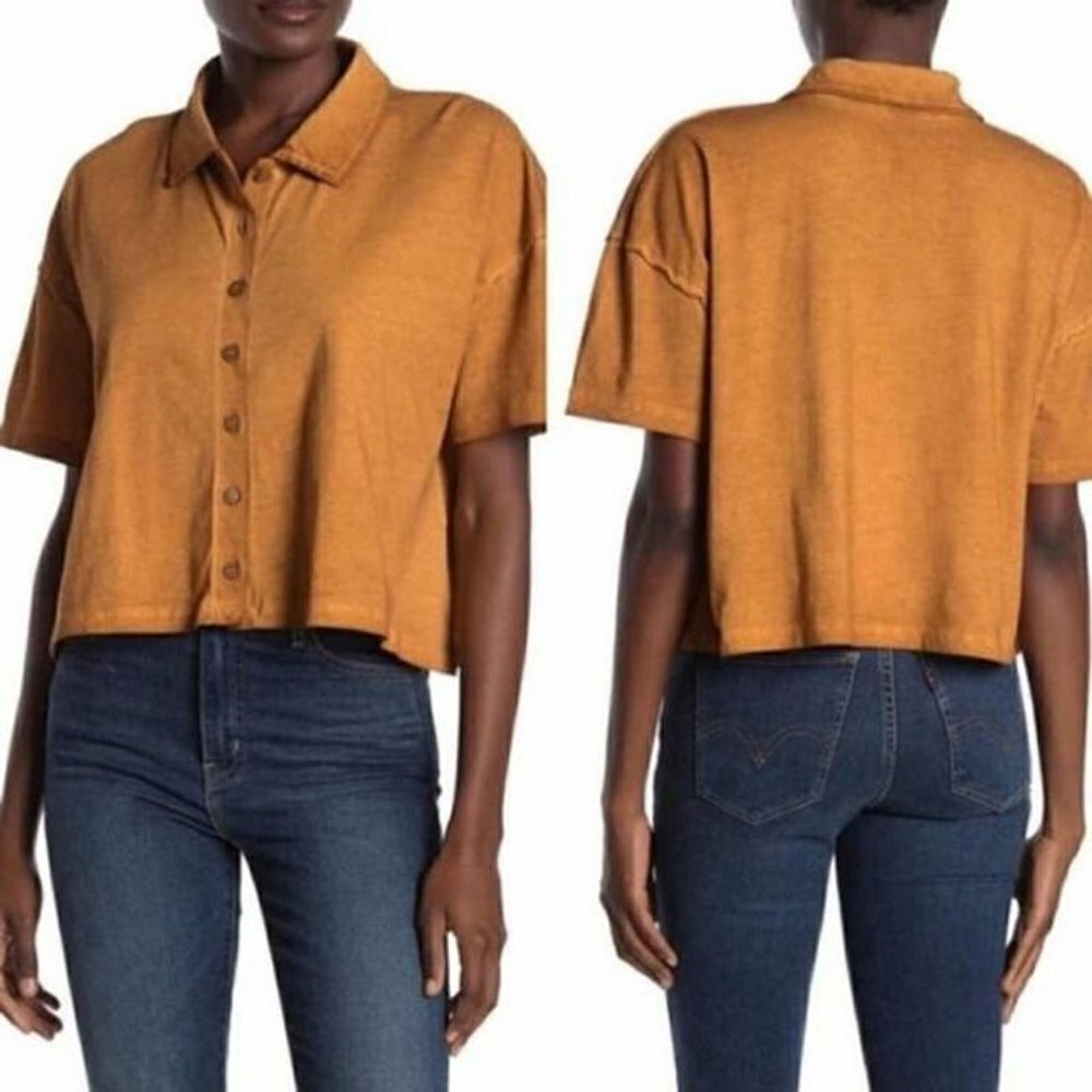 Free People Copper Weekend Rush BD Henley Top